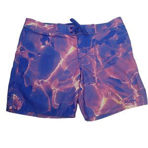 RVCA Women's 30 Board Shorts Purple Pink Lightning Abstract Swim Surf Stretch